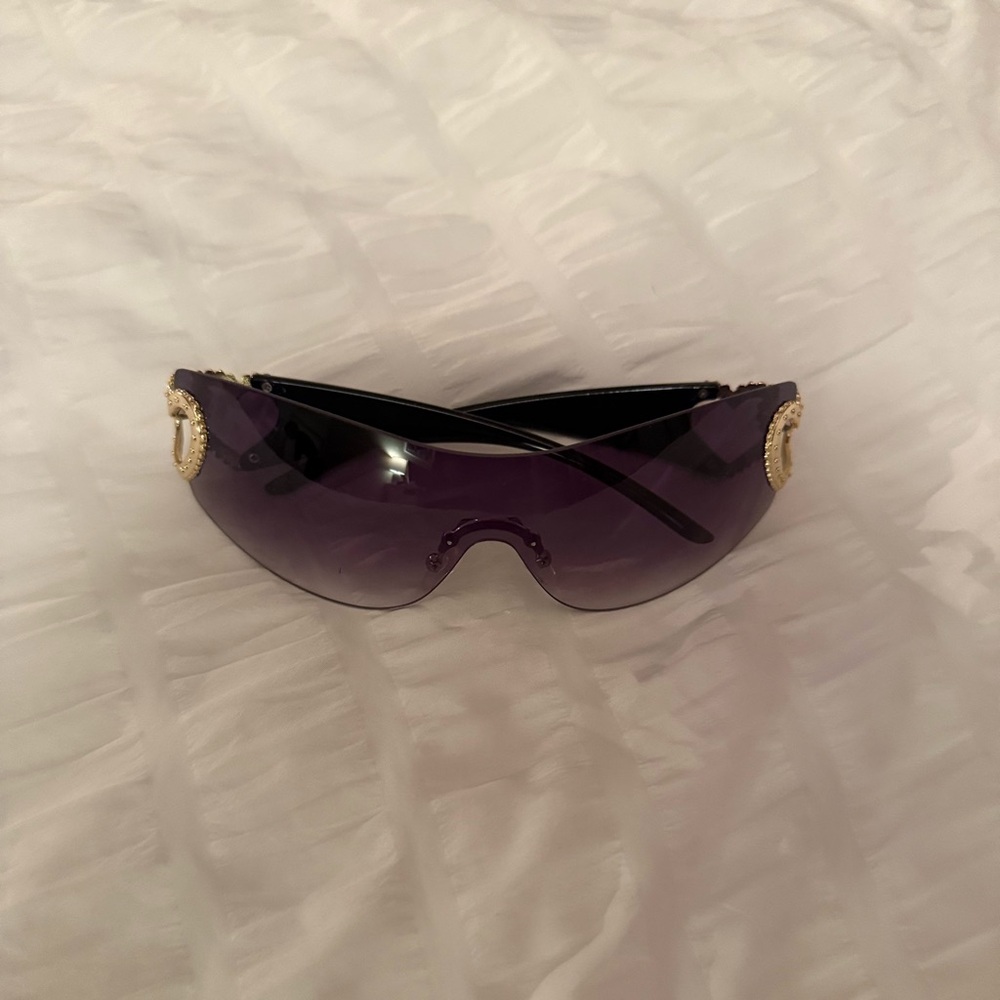 Y2K Purple Sunglasses with Gold Accents